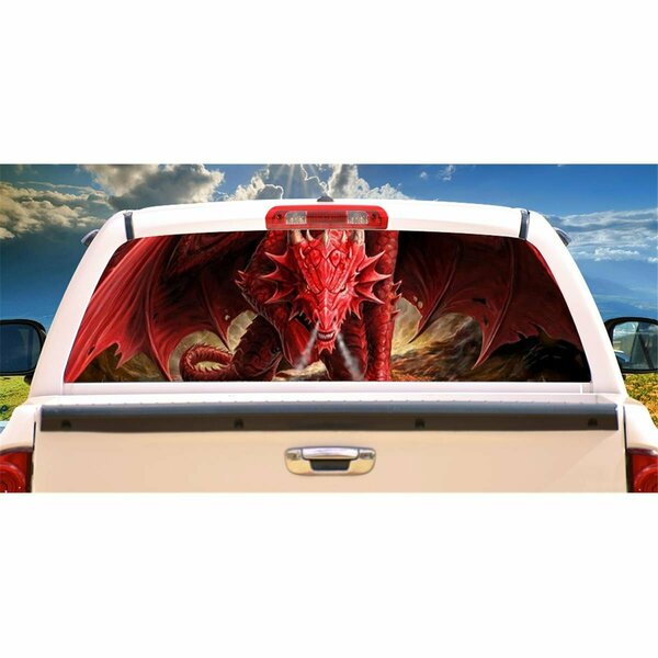 Entretenimiento Angry Dragon Rear Window Graphic Truck View Thru Vinyl Back Decal EN2678323